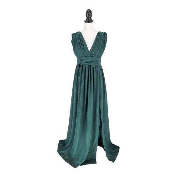 Lulu's Dark Green Formal Dress Elegant Wedding Special Occasion Womens Sz Medium - Picture 1 of 8